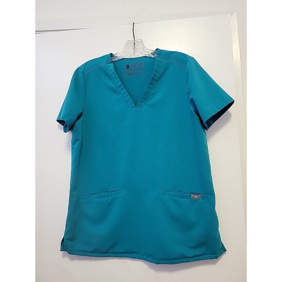 Figs Scrubs Technical Collection Shirt Top Small Teal Medical Pockets Hospital - Picture 1 of 5